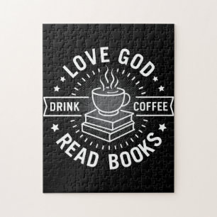 Liebe Gott trinken Kaffee Bücher lesen Liebe Vinta Puzzle