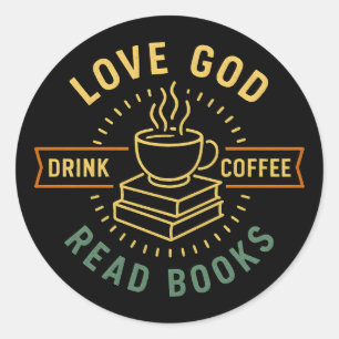 Liebe Gott trinken Kaffee Bücher lesen Liebe Vinta Runder Aufkleber