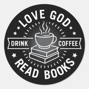 Liebe Gott trinken Kaffee Bücher lesen Liebe Vinta Runder Aufkleber