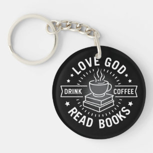 Liebe Gott trinken Kaffee Bücher lesen Liebe Vinta Schlüsselanhänger