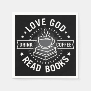 Liebe Gott trinken Kaffee Bücher lesen Liebe Vinta Serviette
