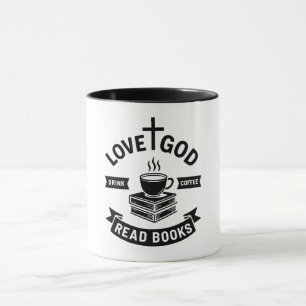 Liebe Gott trinken Kaffee Lesen Bücher über Christ Tasse