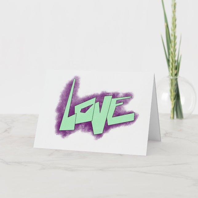 Liebe Graffiti lila grüne Minze Typografie Punkte (Vorderseite)