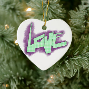 Liebe Graffiti lila grüne Minze Typografie Punkte Keramik Ornament