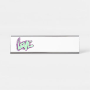Liebe Graffiti lila grüne Minze Typografie Punkte Schreibtischnamensplakette