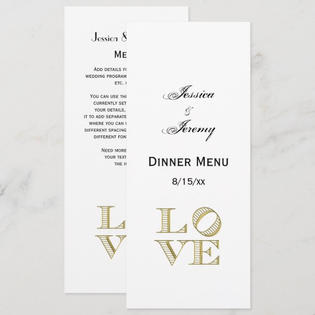 LIEBE Grafischer Text - Imitate Gold Einladung (Vorne/Hinten)