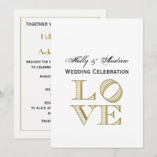 LIEBE Grafischer Text - Imitate Gold Einladung