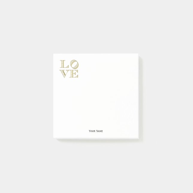 LIEBE Grafischer Text - Imitate Gold Post-it Klebezettel (Vorderseite)