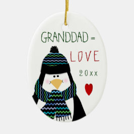 Liebe GRANDDAD Penguin-Weihnachtsgeschenk Keramikornament