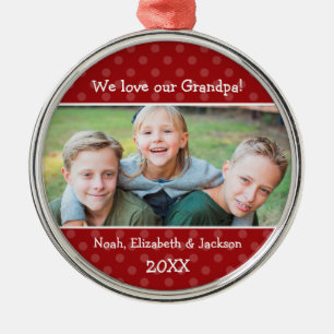 Liebe Grandpa Red Polka Dot Foto Silbernes Ornament