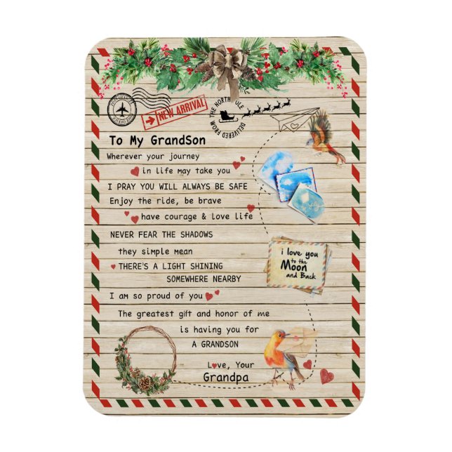 Liebe Grandson|Brief an meinen Enkel Ich bin stolz Magnet (Vertikal)