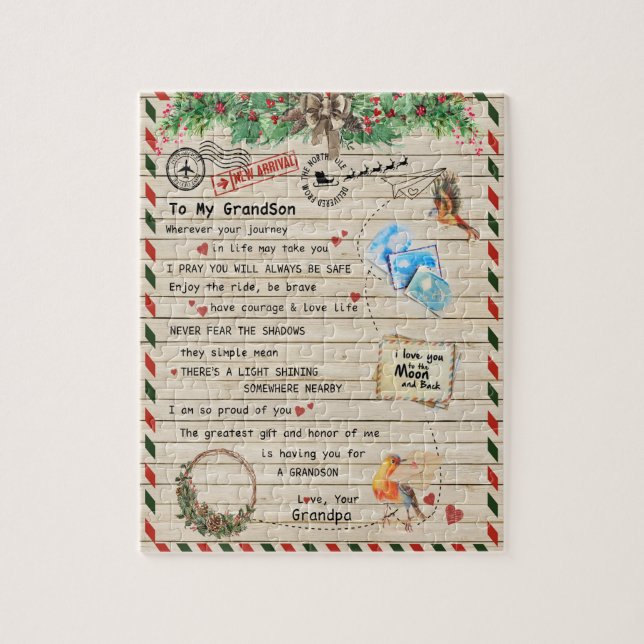 Liebe Grandson|Brief an meinen Enkel Ich bin stolz Puzzle (Vertikal)