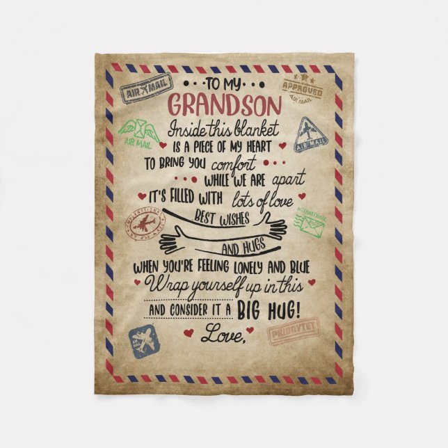 Liebe Grandson | Brief an meinen Enkel von Oma Fleecedecke (Vorderseite)