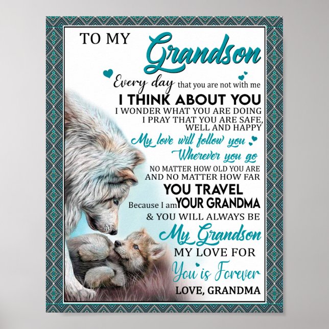 Liebe Grandson | Brief an meinen Enkel von Oma Poster (Vorne)