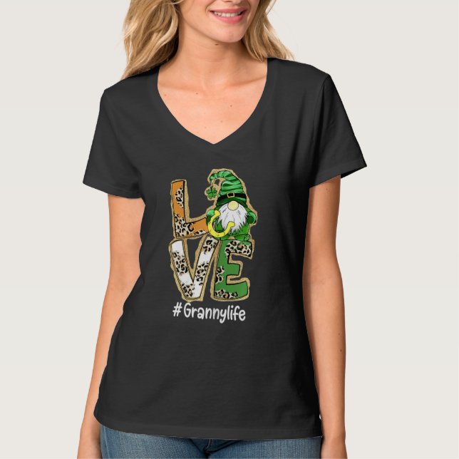 Liebe Granny Life Gnome Funny St Patrick S D T-Shirt (Vorderseite)