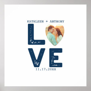 LIEBE Graphic Minimalistisch Heart Shaped Foto Wed Poster