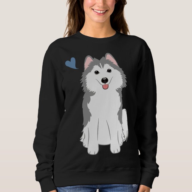 Liebe Gray Pomsky Spitz Husky Sweatshirt (Vorderseite)