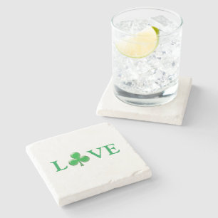 Liebe Green Clover Kleeblatt St. Patrick's Day Steinuntersetzer