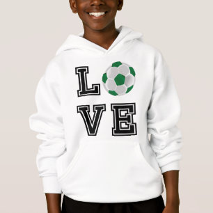 Liebe Green Soccer Ball - Black Letters Hoodie