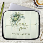 Liebe Greenery Script Laptop Sleeve<br><div class="desc">Die Laptop-Hülle mit einem eleganten,  grün gestreiften Design mit Aquarellfarben-Blätter und Skripttexten. Schöne zum Beispiel eine Mutter,  ein Lehrer,  ein Arbeitgeber oder eine Schwester ... </div>