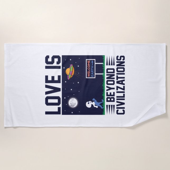 Liebe grenzt an emotionales Design mit Alien Strandtuch (Vorderseite)