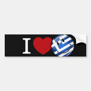 Liebe Griechenland   Lächelnde Flagge Autoaufkleber