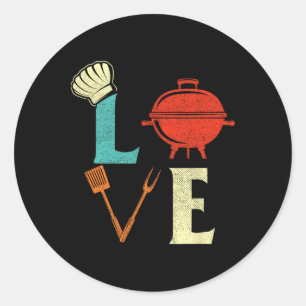 Liebe Grillen Lover Pitmaster Grillgrill Runder Aufkleber
