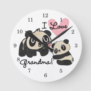 Liebe-Großmutter der Panda-Bärn-I Runde Wanduhr