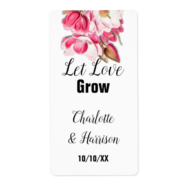 Liebe Grow Seed Packet Gastgeschenk Hochzeit gelas (Vorne)