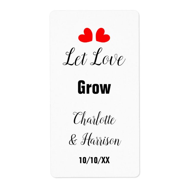 Liebe Grow Seed Packet Gastgeschenk Hochzeit gelas (Vorne)