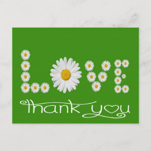 Liebe Grün und Weiß Floral Danke Daisy Blume Postkarte
