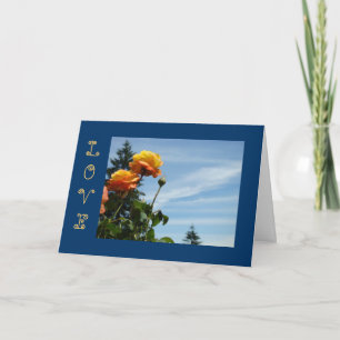LIEBE Grußkarten Blue Sky Orange Rose Karte