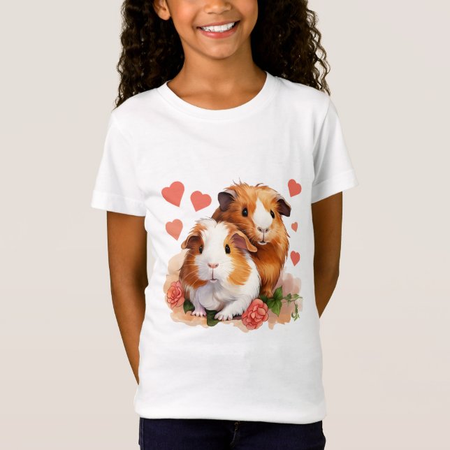 Liebe Guinea Schweine Mädchen T-Shirt (Vorderseite)