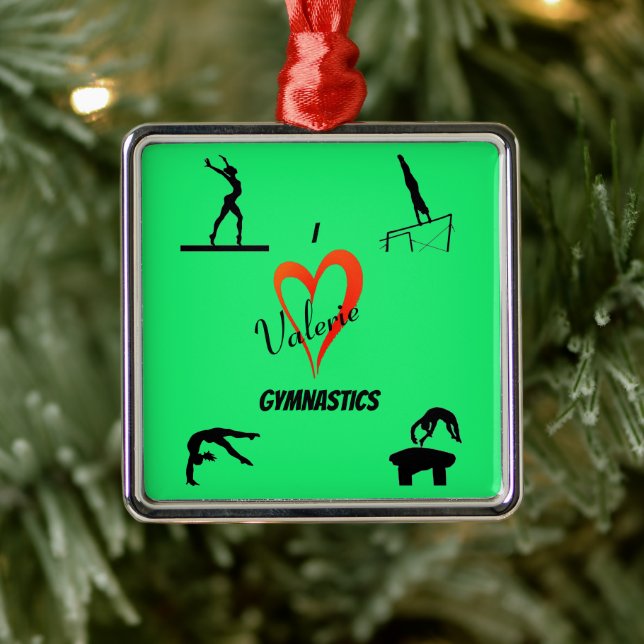 Liebe Gymnastik Girl's Lime Green Keramik Ornament (Baum)