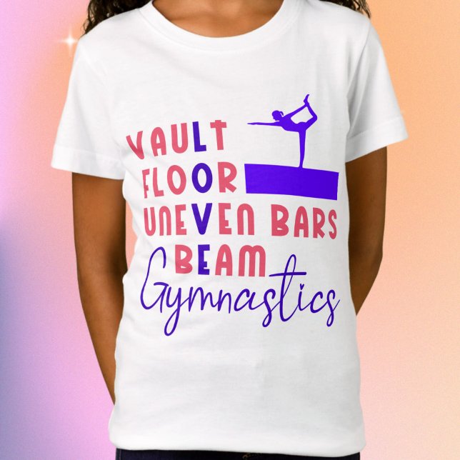 Liebe Gymnastik Vault, Bars, Schaum, Korallenboden T-Shirt (Love Gymnastics Vault, Bars, Beam, Floor Coral T-Shirt)