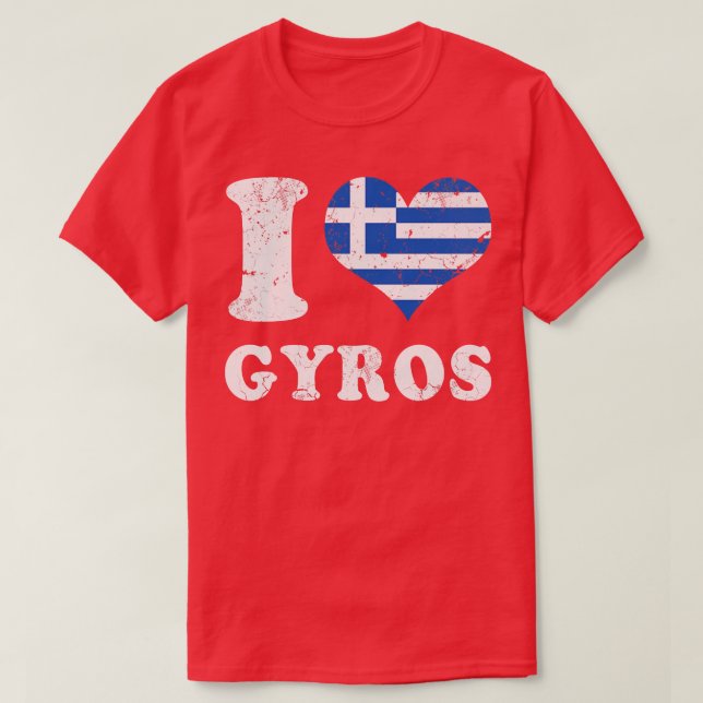Liebe Gyros Griechische Lebensmittelflagge T-Shirt (Design vorne)