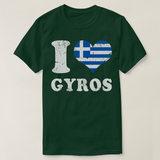 Liebe Gyros Griechische Lebensmittelflagge T-Shirt (Design vorne)
