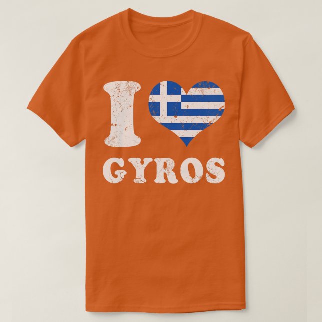 Liebe Gyros Griechische Lebensmittelflagge T-Shirt (Design vorne)