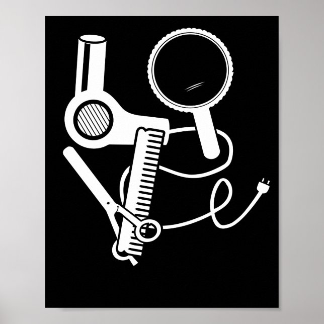 Liebe Haartrockner Schere Friseur Brush Poster (Vorne)