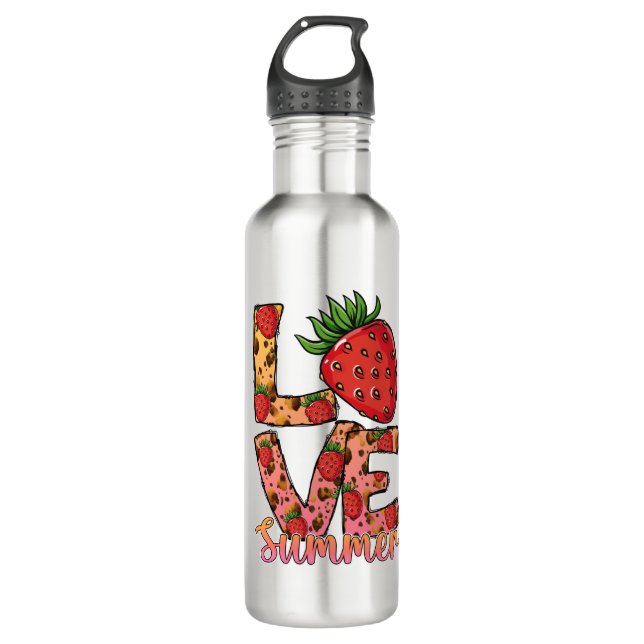 Liebe Hallo Sommer Strawberry Stainless Steel Wate Edelstahlflasche (Vorderseite)