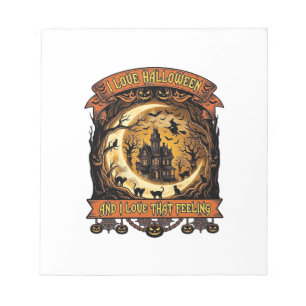 Liebe Halloween Spukhaus Halbmond Schwarz C Notizblock