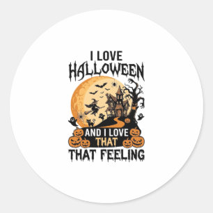 Liebe Halloween Spukhaus Mond Hexe Kürbisse_1 Runder Aufkleber