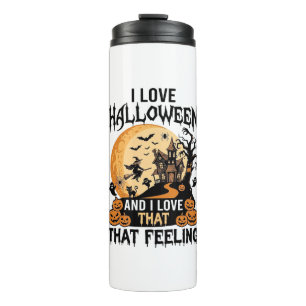 Liebe Halloween Spukhaus Mond Hexe Kürbisse_1 Thermosbecher