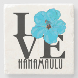 LIEBE Hanamaulu Hawaii Blue Hibiskus Steinuntersetzer