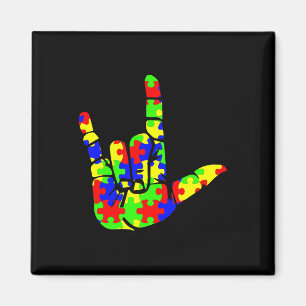 Liebe Hand Gebärdensprache Puzzle Autismus Bewusst Magnet