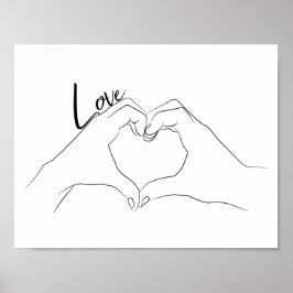 Liebe Hand Heart Line Kunst Zeichnend Niedlich Mod Poster