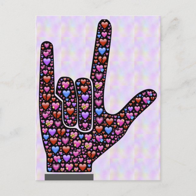 Liebe Hand-Zeichen-Postkarte Postkarte (Vorderseite)