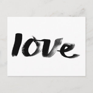 Liebe, handgeschriebene, schwarze und weiße Postka Postkarte