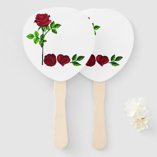 LIEBE - Handlackierte Rose Handfächer