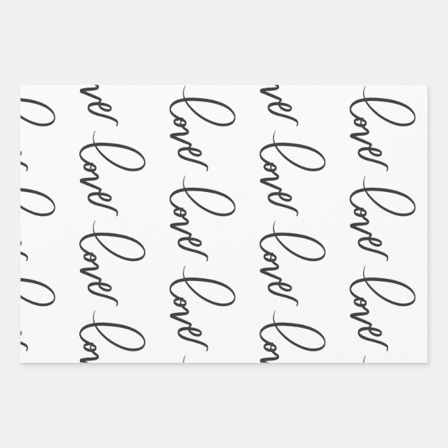 Liebe HandLettering Kalligraphie Geschenkpapier Set (Vorderseite)
